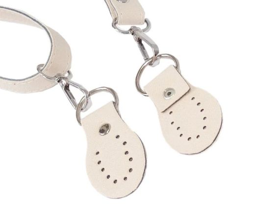 84610 Ручка для сумки екошкіра колір Латте, регульована 66-128 см на не поворотних карабінах ТрК