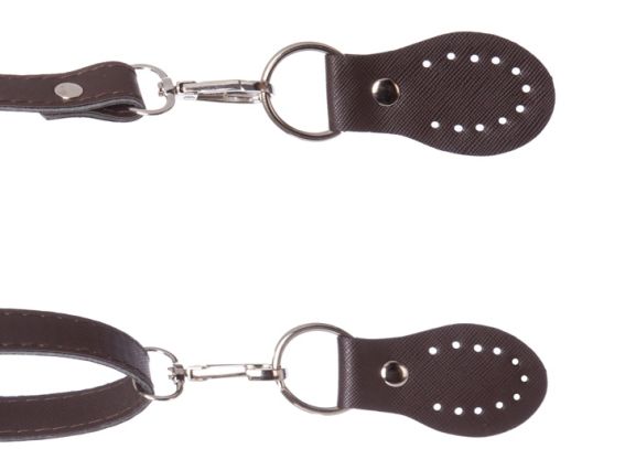84619 Ручка для сумки екошкіра колір Шоколад, регульована 66-128 см на не поворотних карабінах ТрК  