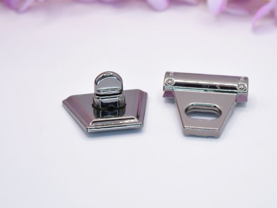 Набір металевої фурнітури для сумки, Чорний колір №2, з ланцюжком та застібкою