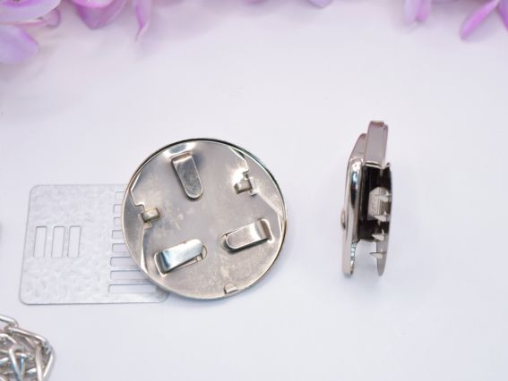 Набір металевої фурнітури для сумки, Платиновий (сталевий) колір №2, з ланцюжком та застібкою