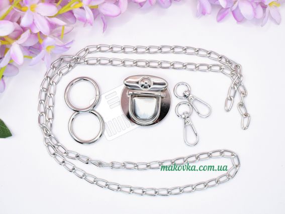 Набор фурнитуры для сумки Платина №2, металлический (ручка и застежка)