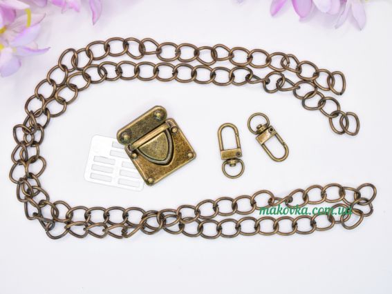 Набор фурнитуры для сумки Античная Бронза, металлический (ручка и застежка)