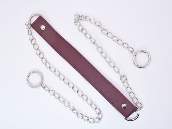 Ручка комбинированная Эко кожа , Бордовая  27мм с цепочкоами