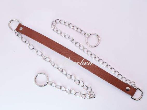 Ручка комбинированная Эко кожа , Коричневая с цепочкоами