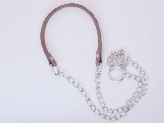 Ручка для сумки комбинированная Эко кожа с цепочкоами, цвет Коричневый, с карабинами, 1 шт
