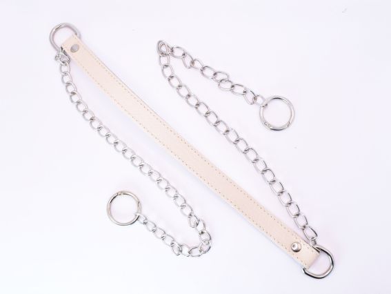 Ручка комбинированная Эко кожа , Кремовая с цепочкоами