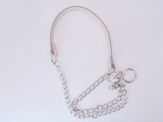 Ручка для сумки комбинированная Эко кожа с цепочкоами, цвет Кремовый, с карабинами, 1 шт