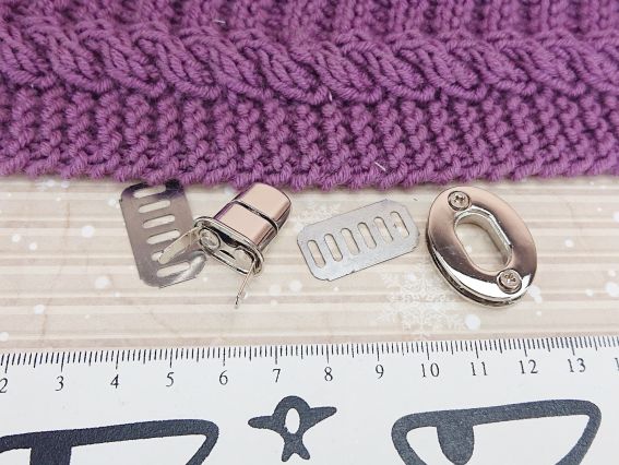 Сумочний замочок Твіст ПЛАТИНА овальний 30х25мм 1 шт