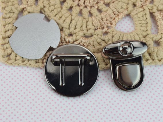 Сумочна застібка портфельна Кругла колір ЧОРНИЙ, розмір 35х30мм+38х38, 1 шт