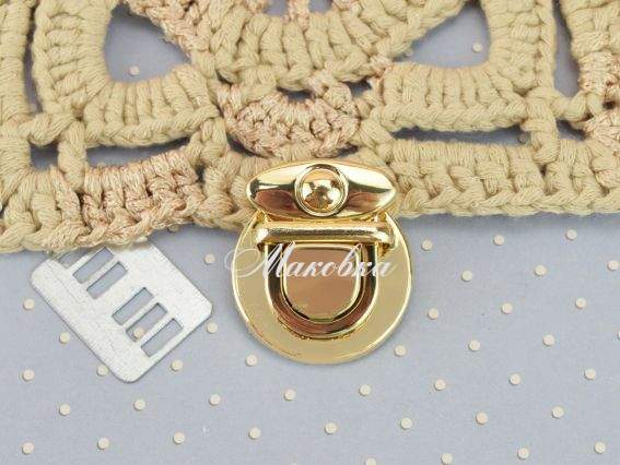 Замок портфельный Круглый , цвет Золотой, 30мм 1 шт Замок портфельный Круглый , цвет Золотой, 30мм 1 шт