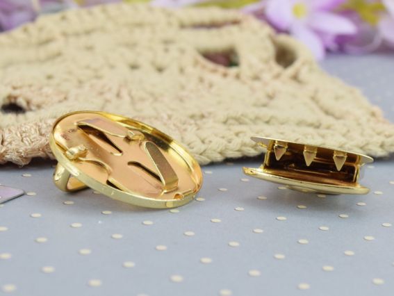 Сумочная застежка портфельная Круглая, цвет Золотой, размер 25х30мм+30х30мм, 1 шт