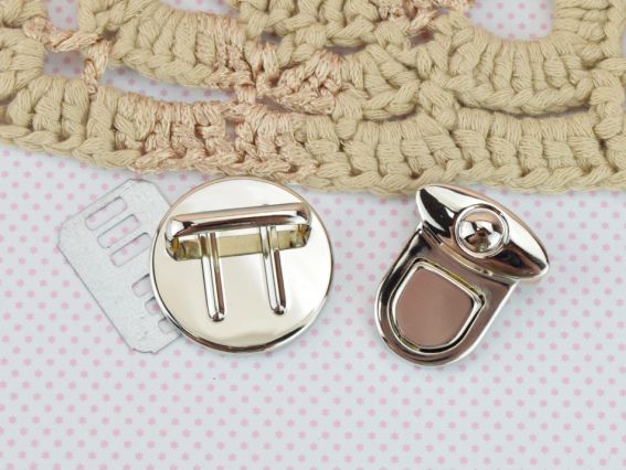 Сумочна застібка портфельна Кругла, колір Сталевий, розмір 25х30мм+30х30мм, 1 шт