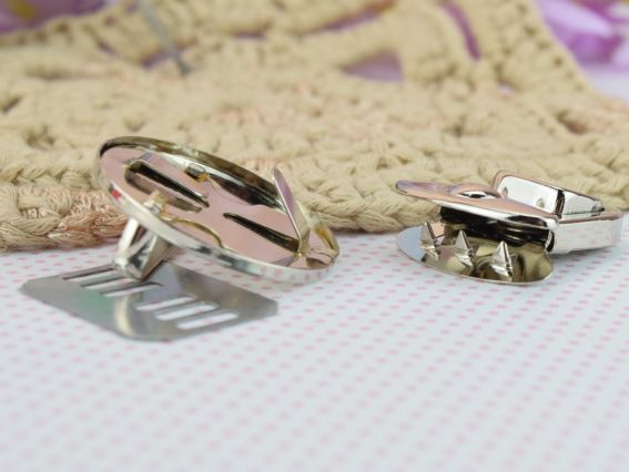 Сумочна застібка портфельна Кругла, колір Сталевий, розмір 25х30мм+30х30мм, 1 шт