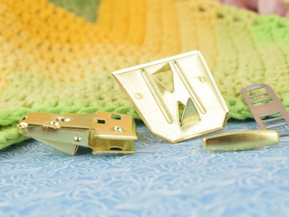 Сумковий замочок портфельний №4584  кутуватий колір Золото, розмір 40х40мм та 38х43мм, 1 шт