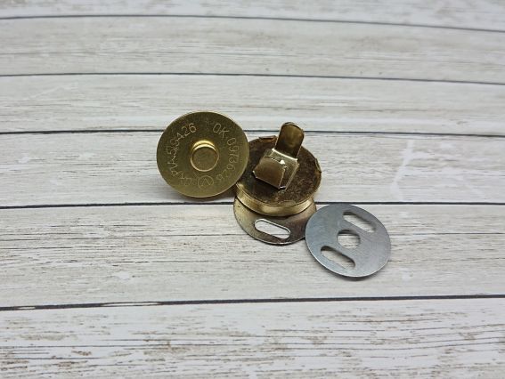 Сумочний замочок, застібка кнопка кругла магнітна для сумки, 17 мм колір золото