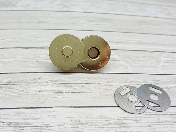 Замок для сумки магнитный 17 мм круглый, цвет золото