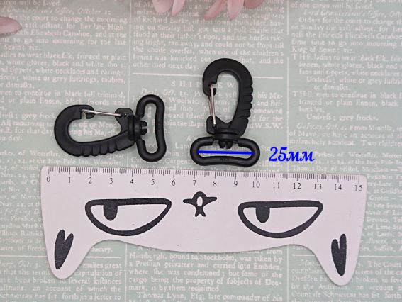 Лобстер застібка для сумки, рюкзака або брелока велика, Чорна пластикова 54*23 мм, 1 шт