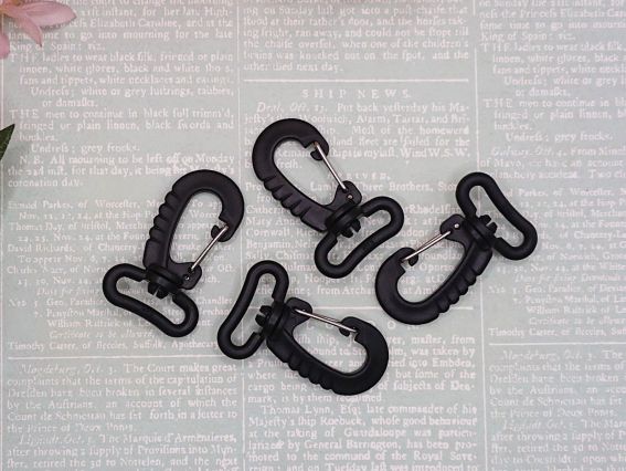 Лобстер застібка для сумки, рюкзака або брелока велика, Чорна пластикова 54*23 мм, 1 шт