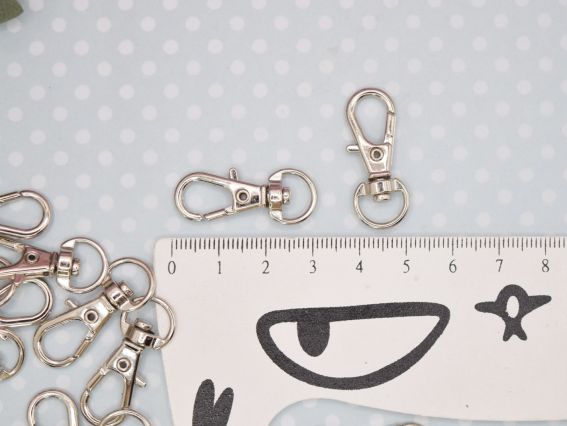 Лобстер застежка для сумки или для брелка 12x30x5 мм, Стальной цвет, 1 шт