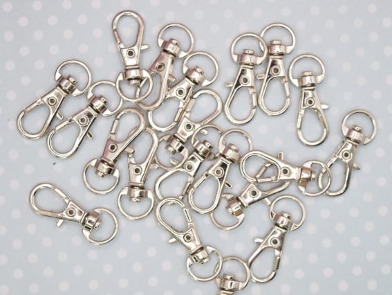 Лобстер застежка для сумки или для брелка 12x30x5 мм, Стальной цвет, 1 шт