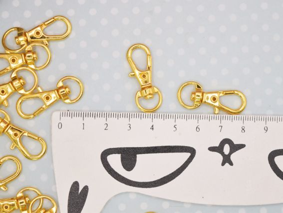 Лобстер застежка для сумки или для брелка №6 Желтое золото, размер 12x30x5 мм, 1 шт