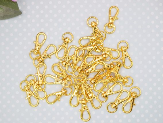 Лобстер застежка для сумки или для брелка №6 Желтое золото, размер 12x30x5 мм, 1 шт