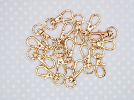 Лобстер застежка для сумки или для брелка №6 Светлое золото, размер 12x30x5 мм, 1 шт