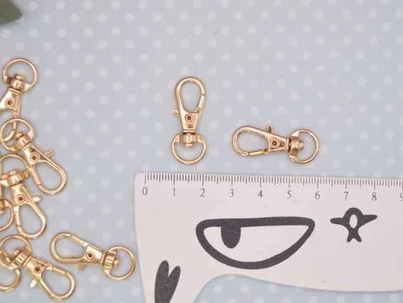 Лобстер застежка для сумки или для брелка №6 Светлое золото, размер 12x30x5 мм, 1 шт