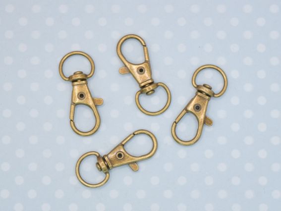 Лобстер застібка для сумки або брелка 12x30x5 мм, колір Антична бронза, 1 шт