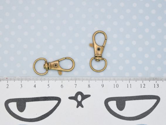 Лобстер застібка для сумки або брелка 12x30x5 мм, колір Антична бронза, 1 шт