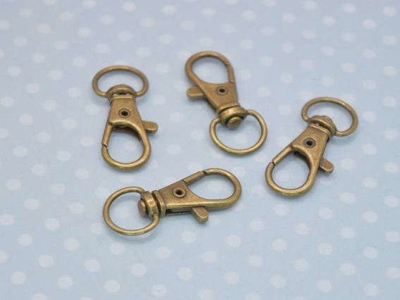 Лобстер застібка для сумки або брелка 12x30x5 мм, колір Антична бронза, 1 шт