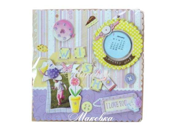 Календарь-фоторамка 18х18 см, Сиреневая с желтым, Eno Greeting Календарь-фоторамка 18х18 см, Сиреневая с желтым, Eno Greeting