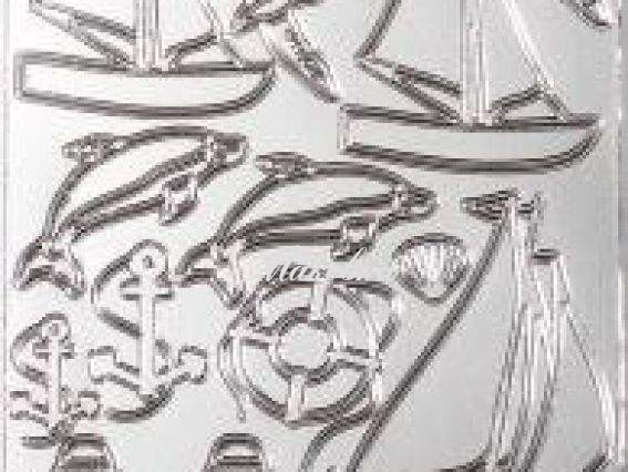 Контурные стикеры Морская тема, серебро SCB1502881, ScrapBerrys Контурные стикеры Морская тема, серебро SCB1502881, ScrapBerrys