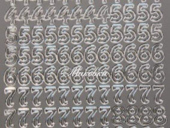 Контурные стикеры Цифры Маленькие серебро SCB1521221, ScrapBerrys Контурные стикеры Цифры Маленькие серебро SCB1521221, ScrapBerrys