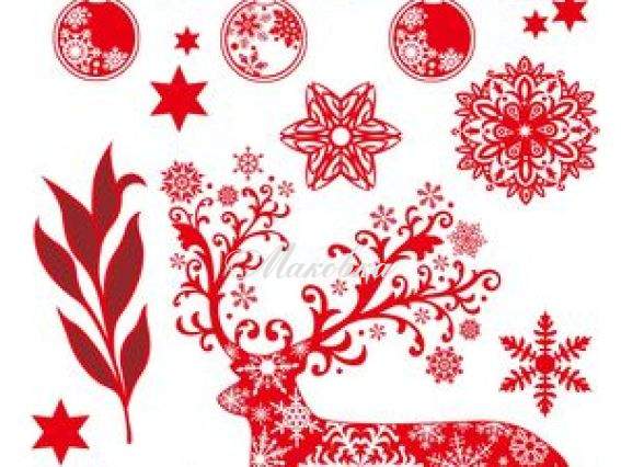 Набор новогодних натирок 12х20 см Новогодние узоры, красные, Scrap Berrys SCB22062062 Набор новогодних натирок 12х20 см Новогодние узоры, красные, Scrap Berrys SCB22062062