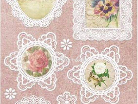 Набор натирок 12х20 см, Цветы и кружево №2, ScrapBerry's Набор натирок 12х20 см, Цветы и кружево №2, ScrapBerry's