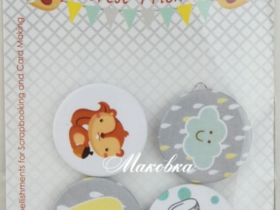 Набор фишек для декорирования Лесные друзья №1, ScrapBerrys SCB340001048 Набор фишек для декорирования Лесные друзья №1, ScrapBerrys SCB340001048