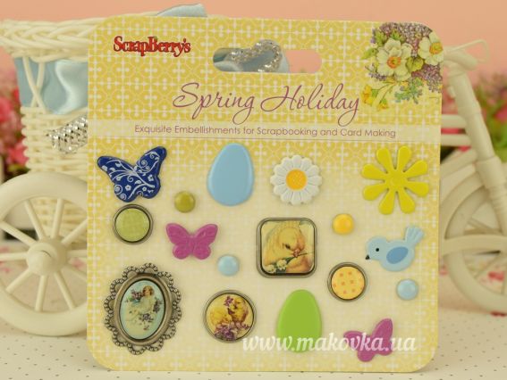 Набор декоративных брадсов Весенний праздник (Пасха), Scrap Berrys SCB340921 Набор декоративных брадсов Весенний праздник (Пасха), Scrap Berrys SCB340921