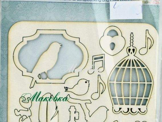 Набор вырубок из чипборда №2 Райские птицы (10х10 см), Scrap Berrys SCB62000111 Набор вырубок из чипборда №2 Райские птицы (10х10 см), Scrap Berrys SCB62000111