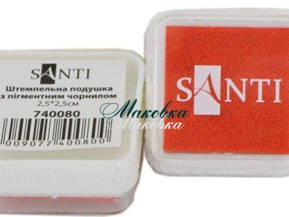 Штемпельная подушечка 2,5х2,5 см с пигментными чернилами ОРАНЖЕВАЯ, Santi 740080 Штемпельная подушечка 2,5х2,5 см с пигментными чернилами ОРАНЖЕВАЯ, Santi 740080