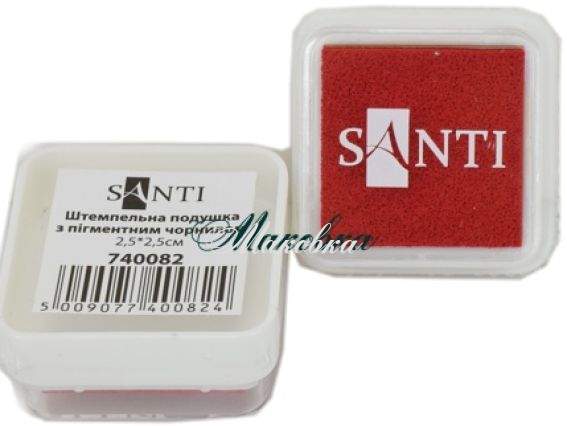 Штемпельная подушечка 2,5х2,5 см с пигментными чернилами КРАСНАЯ, Santi 740082 Штемпельная подушечка 2,5х2,5 см с пигментными чернилами КРАСНАЯ, Santi 740082