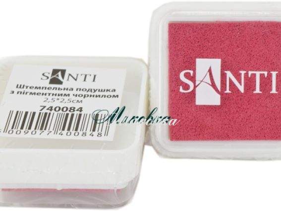 Штемпельная подушечка 2,5х2,5 см с пигментными чернилами РОЗОВАЯ, Santi 740084 Штемпельная подушечка 2,5х2,5 см с пигментными чернилами РОЗОВАЯ, Santi 740084