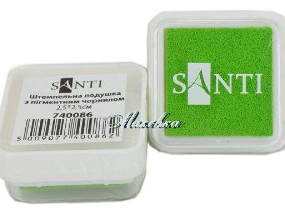 Штемпельная подушечка 2,5х2,5 см с пигментными чернилами Светло-ЗЕЛЕНЫЕ, Santi 740086 Штемпельная подушечка 2,5х2,5 см с пигментными чернилами Светло-ЗЕЛЕНЫЕ, Santi 740086