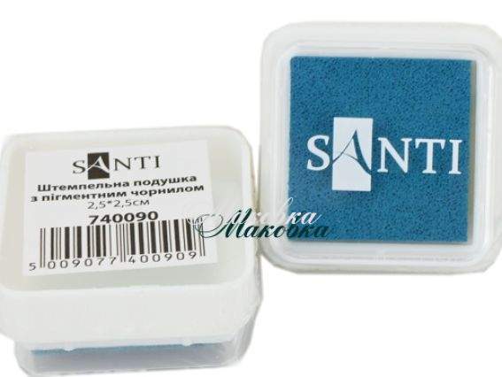 Штемпельная подушечка 2,5х2,5 см с пигментными чернилами ГОЛУБАЯ, Santi  740090 Штемпельная подушечка 2,5х2,5 см с пигментными чернилами ГОЛУБАЯ, Santi  740090