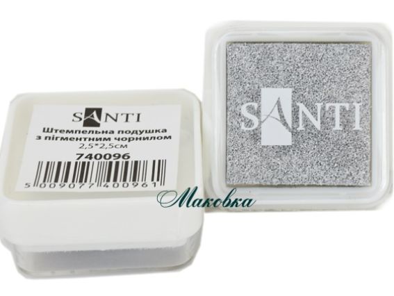 Штемпельная подушечка 2,5х2,5 см с пигментными чернилами СЕРЕБРО, Santi  740096 Штемпельная подушечка 2,5х2,5 см с пигментными чернилами СЕРЕБРО, Santi  740096