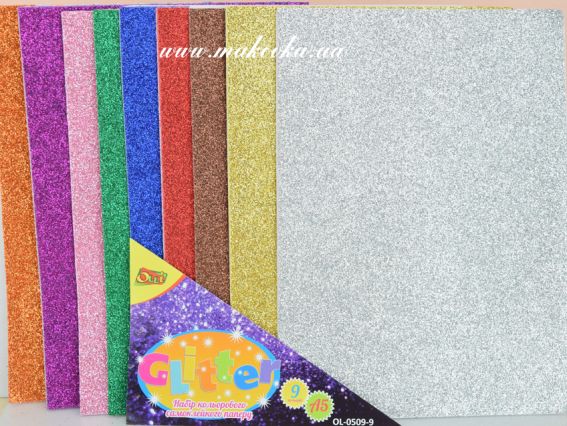 Набор самоклеющегося фоама с глитером OLLI, 148х210 мм, OL-0505-9, 9 цветов Набор самоклеющегося фоама с глитером OLLI, 148х210 мм, OL-0505-9, 9 цветов