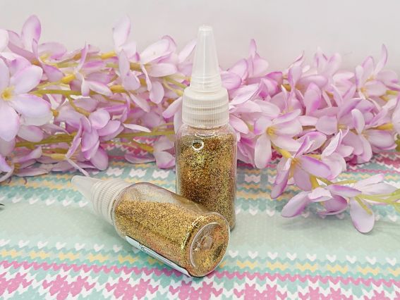 Флакон з сухим розсипним глітером (з блискітками) золотого кольору, 20г  