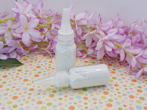 Флакон з сухим розсипним глітером (з блискітками) білого кольору, 20г  