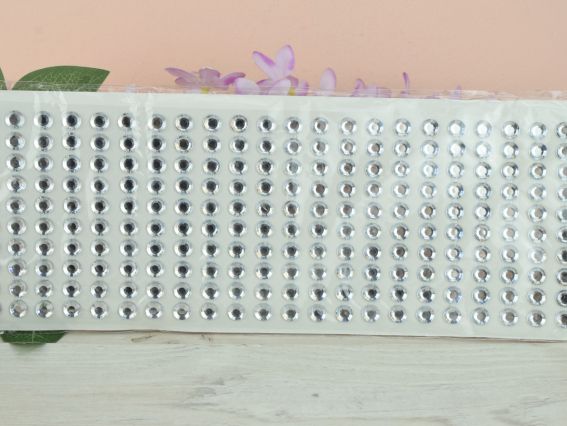 Набір камінці СРІБНІ  грановані самоклеючі 8 мм, 220 шт