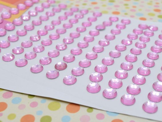 Набір камінці Рожеві грановані Самоклейні 8 мм, 220 шт